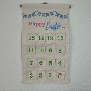 NEW Easter Advent Calendar‎ 15 Day Countdown w/ Pockets Embroidered Wall Hanging